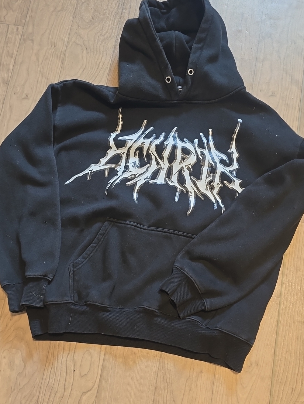 Men's Black Graphic Pullover Hoodie with White Drip Logo
